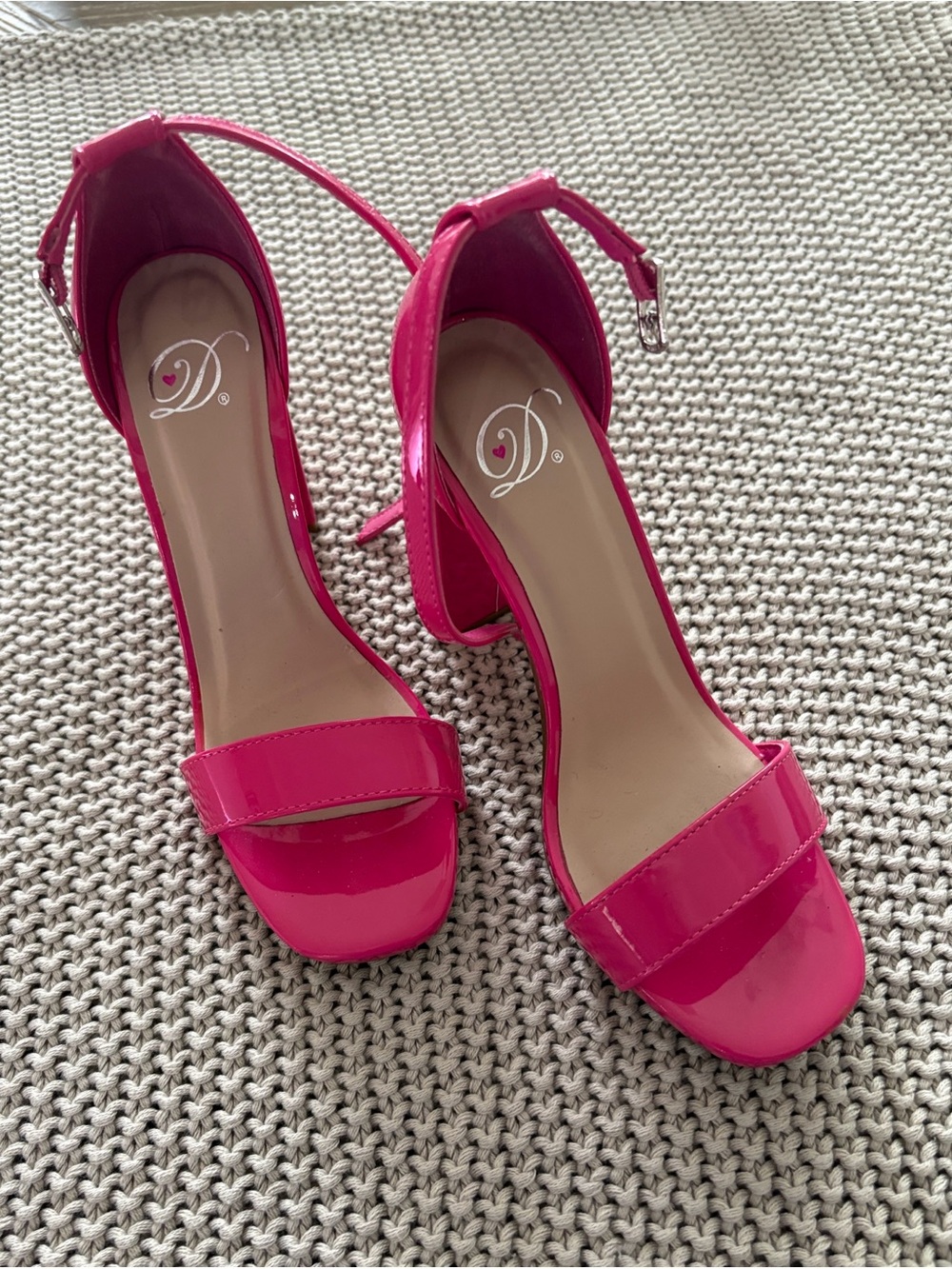 Dollhouse Hot Pink Patent Ankle-Strap Block Heels
